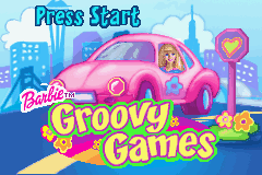 Barbie Groovy Games title screen for GameBoy Advance